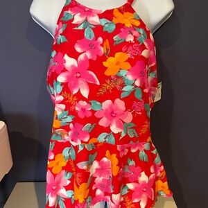 Womens Isaac Mizrahi QVC Tankini Style Swim Top Tank Floral Sz 16